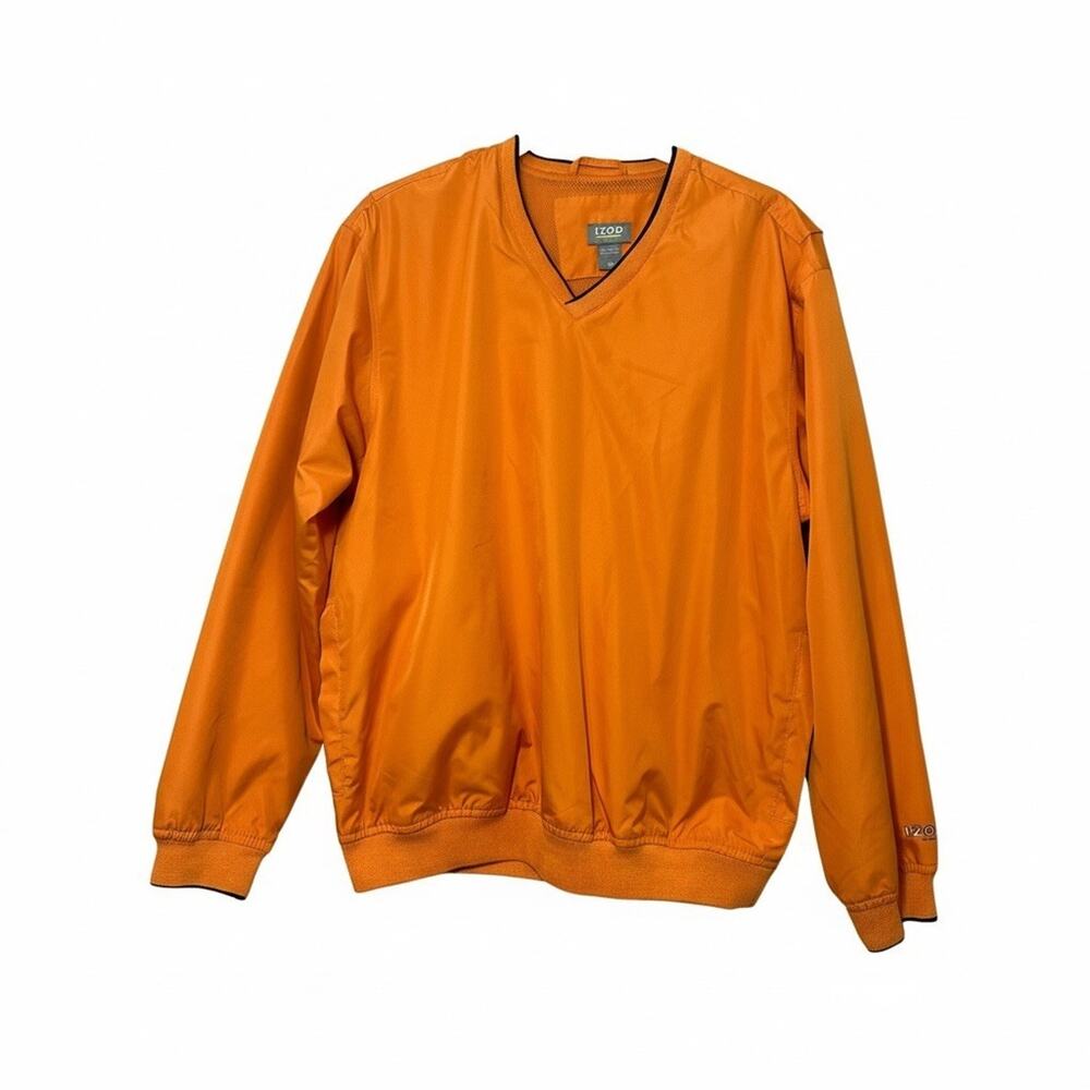 NWT IZOD Golf Pullover Windbreaker UPF 50 Sun Control Orange Side Pockets